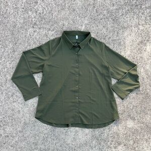 Olive Green Button Down Dress Shirt Long Sleeve 2x XXL NEW WITH TAG